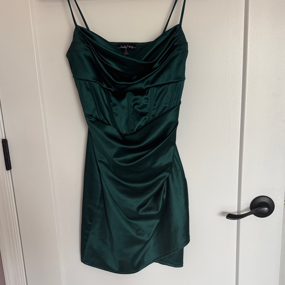 Lovely Day Emerald Satin Mini Dress